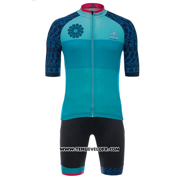 2017 Maillot Ciclismo Giro D'italie Sardegna Bleu Clair Manches Courtes et Cuissard
